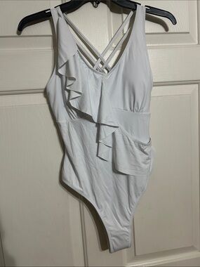 White Ruffle One-Piece Swimsuit